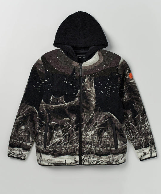 TIMBER WOLF SHERPA FLEECE HOODED  ZIP UP