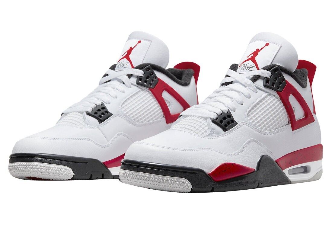 AIR JORDAN 4 RETRO (GS) WHITE/FIRE RED-BLACK SIZE5.5Y