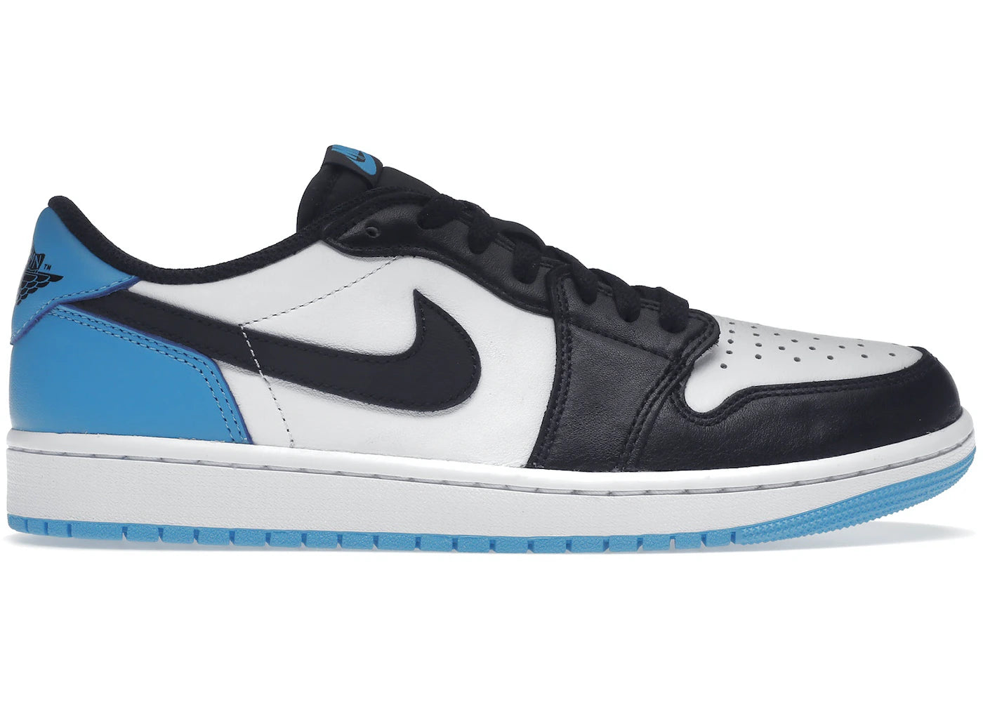 AIR JORDAN 1 RETRO LOW OG WHITE/DK POWDER BLUE-BLACK SIZE 7.5