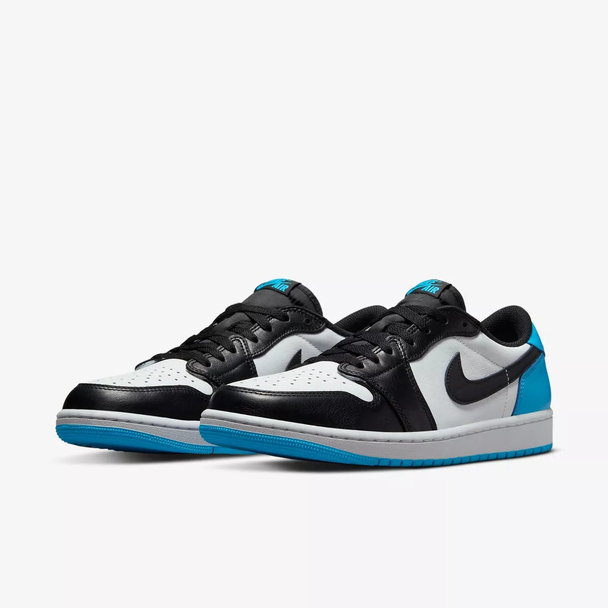 AIR JORDAN 1 RETRO LOW OG WHITE/DK POWDER BLUE-BLACK SIZE 7.5