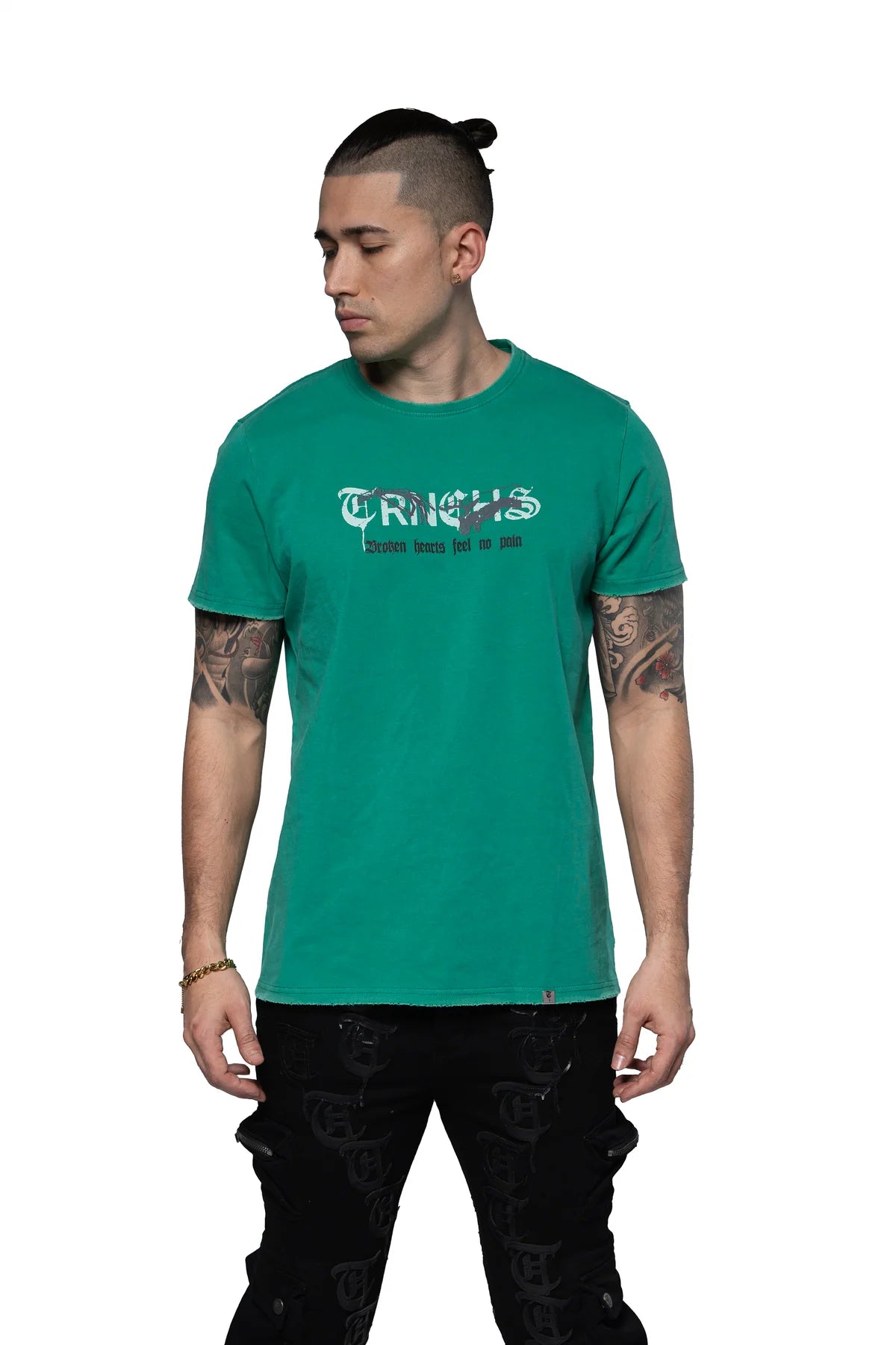 TRNCHS "BROKEN HEARTS" VINTAGE TEAL TEE