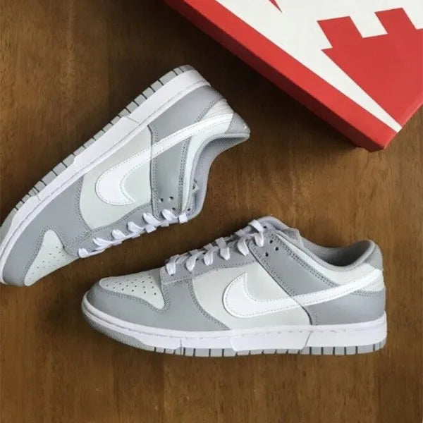 NIKE DUNK LOW (GS) PURE PLATINUM/WHITE-WOLF GREY SIZE 7Y