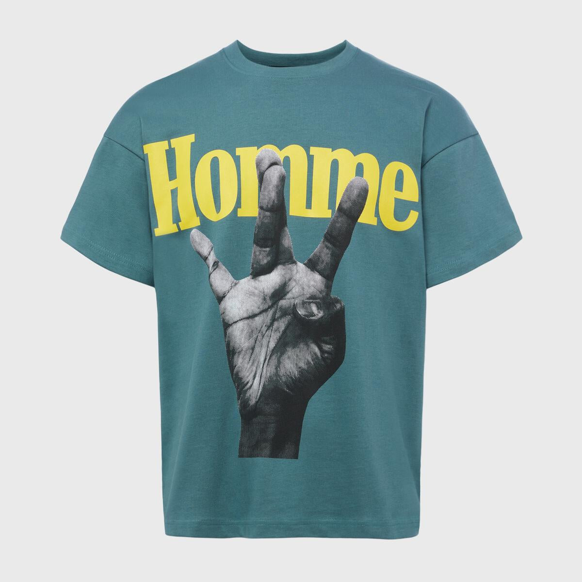 Twisted Fingers Tee Deep Teal with Yellow and Pink (FALL202235-5)